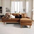 thumbnail image 2 of XIZZI 87" Modular Sectional Sofa Couch with Reversible Chaise, Mid Century Modern Comfy L Shaped Suede Couches, 3-Seater Indoor Convertible Sofas for Living Room, Brown, 2 of 9