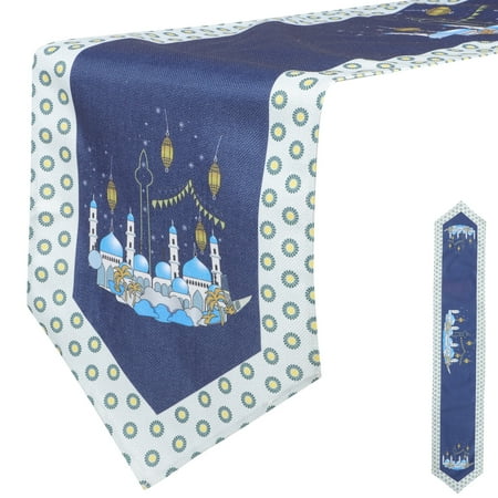 

NUOLUX 1 Set of Eid Mubarak Table Runner Table Placemat Set Islam Happy Ramadan Mubarak Table Decoration