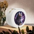 thumbnail image 6 of Yiaed Purple Moon Cat Print Travel Jewelry Case Bridesmaid Gift Boxes Jewelry Travel Organizer Small Round Jewelry Box Mini Storage-White, 6 of 7
