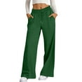 thumbnail image 4 of WULMLEO Wide Leg Sweatpants for Women Fleece Lined Baggy Sweat Pants Comfy Airport Travel Outfits Athletic Joggers Dark Green 2XL, 4 of 6