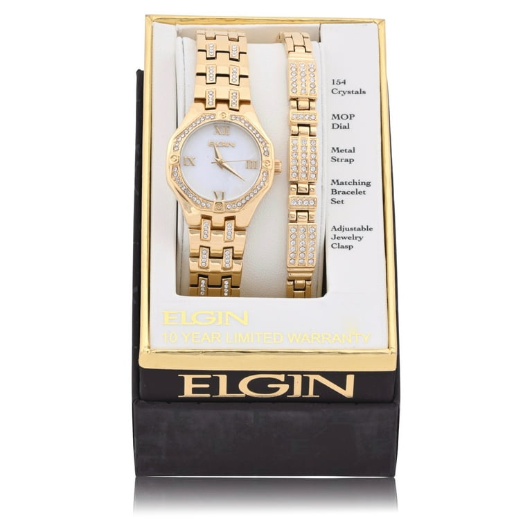 Elgin Adult Female Watch Alloy and Matching Bracelet Set in
