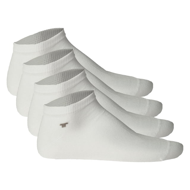 TOM TAILOR Calcetines Unisex, paquete de 4 - Básico, Calcetines de zapatilla, unicolor Blanco 35-38