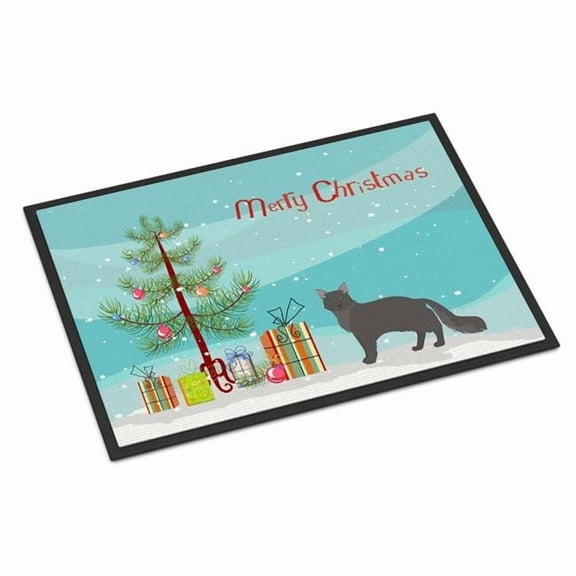 Carolines Treasures CK4661JMAT 24 x 36 in. Nebelung No.1 Cat Merry Christmas Indoor or Outdoor Mat