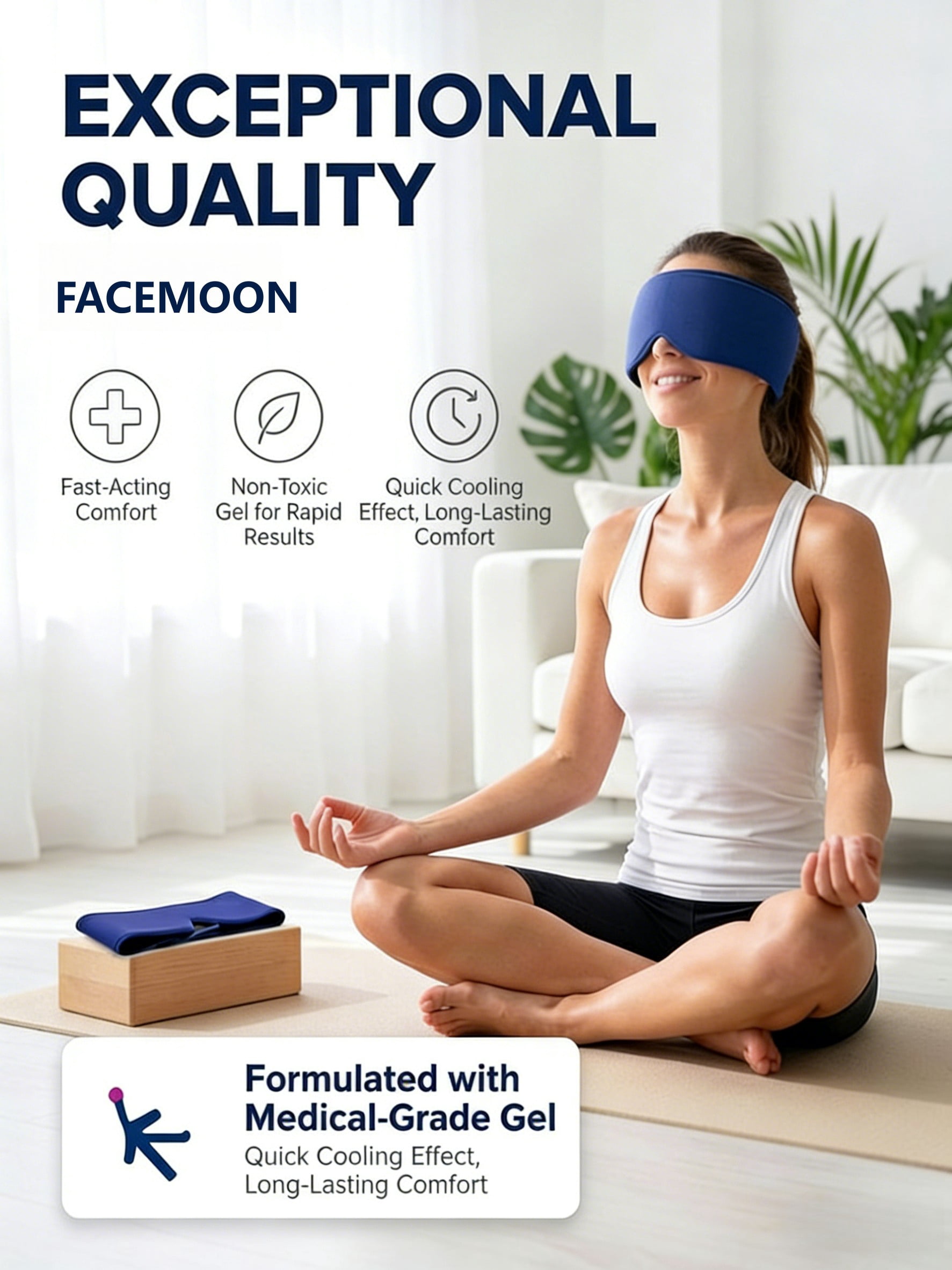 FACEMOON Large Cooling Eye Mask, Soft Thick Gel, Flexible, Reusable, Puffy Eyes Dark Circles Relief, Pink