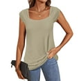 thumbnail image 4 of ECZHAW Women Summer Tops Cute Square Neck Tank Tops Loose Dressy Casual Shirts Cap Sleeve Tunic Tops,, 4 of 7