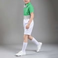 thumbnail image 6 of ZACPNCV Boys Sequined Formal Performance Outfit Set Short Sleeve Collared Top with Rhinestone Waistband Shorts Kids Stage Show Clothing Set 3-4Years A-Green, 6 of 7