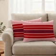 thumbnail image 2 of Red Striped Outdoor Waterproof Pillow Covers, Modern Minimalist Gradient Lines Country Decorative Rectangle Throw Pillowcase Sofa Cushion Sham for Patio/Couch/Chair, 20"x12" 2 Pack, 2 of 8