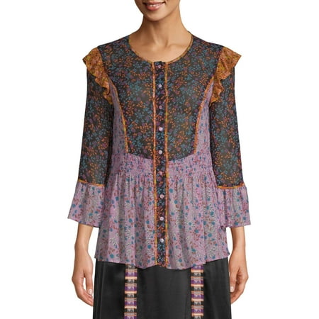 Sui by Anna Sui Women's Falling Leaves Print Top