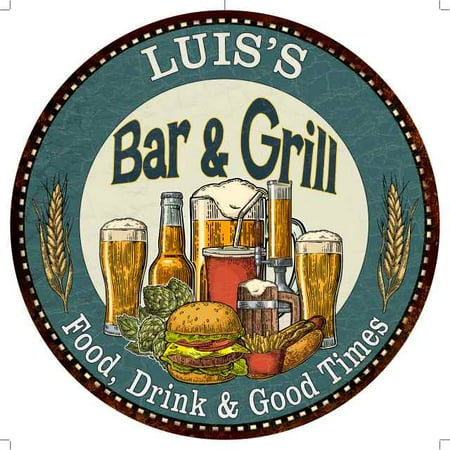LUIS'S Bar and Grill 14" Round Metal Sign Kitchen Wall Decor 100140023084