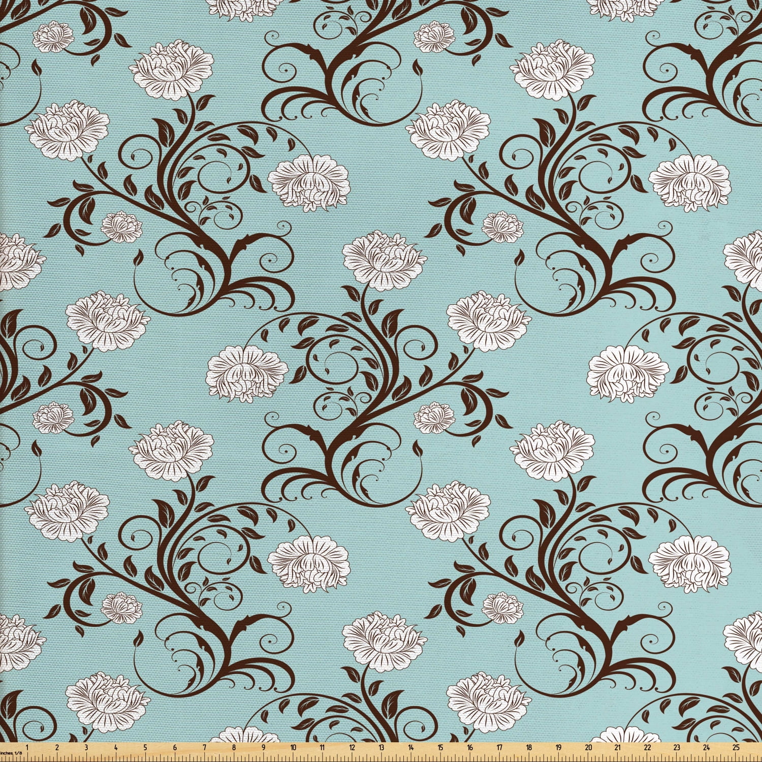 Victorian Fabric by The Yard, Floral Composition with Vintage