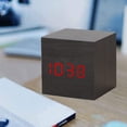thumbnail image 4 of Reloj despertador digital, luz LED de madera, mini cubo moderno, reloj despertador de escritorio, muestra la temperatura de la fecha y la hora para niños, dormitorios, hogar, dormitorio, viajes Ormromra 2034722-2, 4 of 9