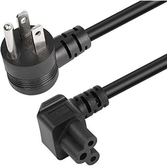 LujingZ GELRHONR 4,9 Pi 90 Degrés 3 Broches CA vers IEC320 C5 Cordon d'Alimentation, 18AWG 100V-250V Angle Haut NEMA 5-15P vers Angle Bas 3 Fentes Mickey Mouse Câble d'Alimentation Universel pour Ordinateurs Portables, Télé, Moniteurs
