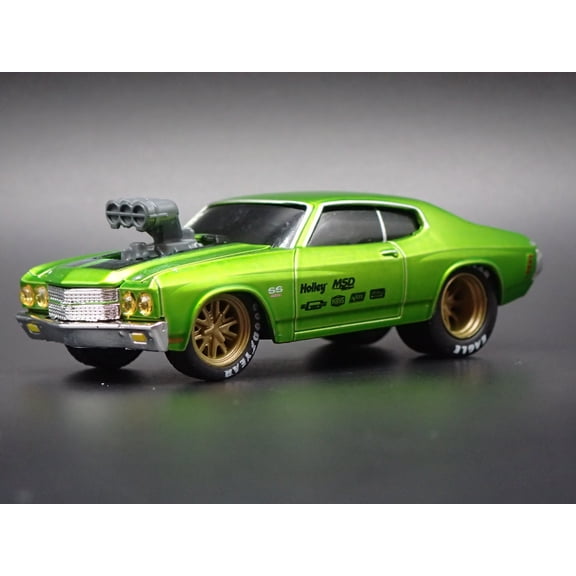 Open Box 1970 70 CHEVY CHEVROLET CHEVELLE SS GREEN 1:64 SCALE DIORAMA DIECAST MODEL CAR