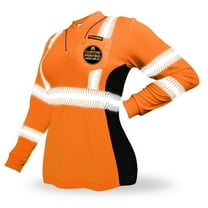 KwikSafety (Charlotte, NC) VIXEN Long Sleeve Safety Shirt for Women (Angel Hair Tape) Class 3 ANSI OSHA High Visibility Reflective Construction Security Work Hi Vis Clothing | Orange Small