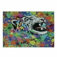 thumbnail image 1 of Psychedelic Cutting Board, Roaring Leopard in Watercolors with Brush Stroke Effects Animal Picture, Decorative Tempered Glass Cutting and Serving Board, Small Size, Multicolor, by Ambesonne, 1 of 1