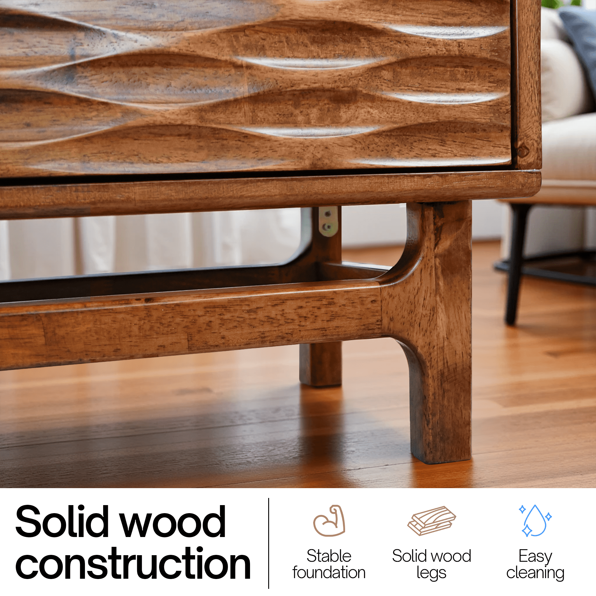 Acacia Elara TV Stand for TVs up to 75" Media Console Entertainment Center, Walnut
