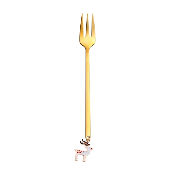 Tenedor de Café de Metal, Cuchara Navideña, Diseño de Frutas de Acero Inoxidable, Fácil de Limpiar, Ideal para Fiestas o Bares, Decoración Navideña, Regalo Perfecto para Amigos, Tamaño 13,5