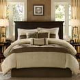 thumbnail image 1 of Madison Park - Palmer 7 Piece Comforter Set - Natural - Queen - Pieced Microsuede - Includes 1 Comforter, 3 Decorative Pillows, 1 Bed Skirt, 2 Shams, 1 of 6