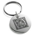 thumbnail image 1 of Stainless Steel Letter O Initial Floral Box Monogram Engraved Small Medallion Circle Charm Keychain Keyring, 1 of 1
