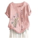 thumbnail image 2 of Fiudx Liquidación de Ofertas Flash Camiseta de Verano con Cuello Redondo y Manga Corta para Mujer, Informal, con Botones Impresos, 2 of 3