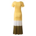 thumbnail image 4 of Liquidation!MSJUHEG Robe Bohème Fluide pour Femmes Col en V Manches Courtes Dégradé Bloc de Couleur Robe Maxi Décontractée Robes Décontractées pour Femmes Robes pour Femmes Jaune 5TG, 4 of 8