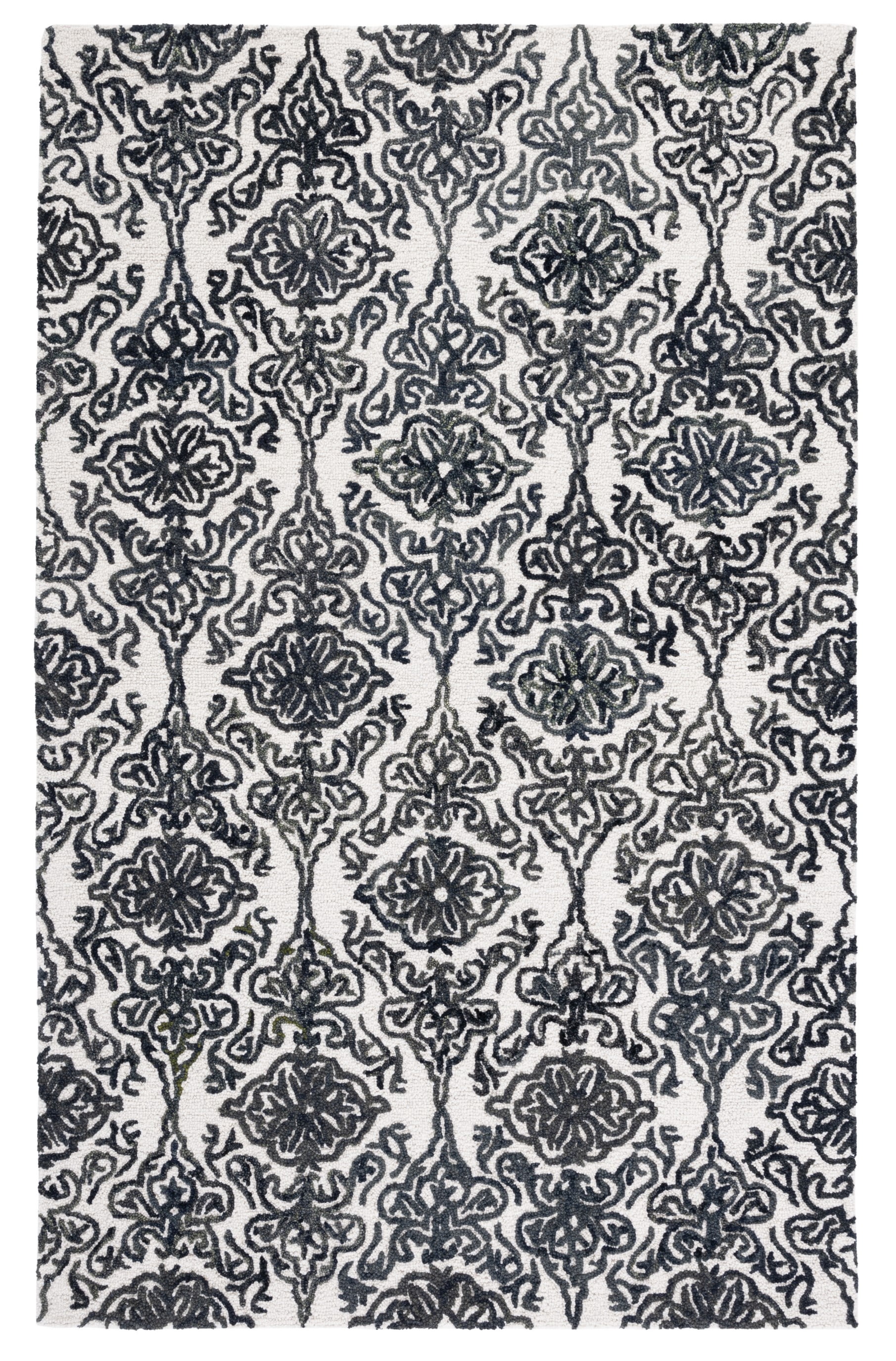 SAFAVIEH Blossom Asher Geometric Wool Area Rug, Ivory/Black, 4' x 6'