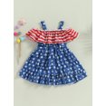 thumbnail image 4 of 4th of July Baby Girls Summer Outfits Princess Dress Independence Day Sleeveless Off Shoulder Star Stripe Dress, 4 of 9