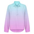thumbnail image 4 of Women's Oversized Lapel Neck Cotton Linen Blend Long Sleeve Shirt, Button Down Top with Roll-Up Sleeves and Pocket, Versatile for Casual, Business, Formal and Travel Wear Pink M, 4 of 9