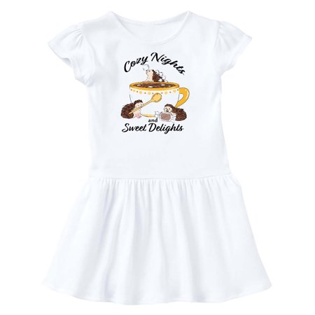 

Inktastic Cozy Nights and Sweet Delights Hedgehogs Gift Toddler Girl Dress