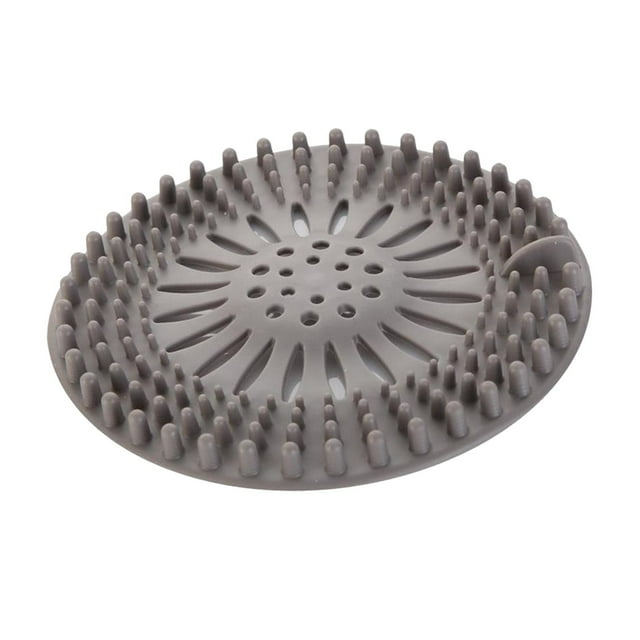 Colador de fregadero de cocina, recogedor de pelo de silicona, tapón de lavabo de ducha de baño, tapón de pelo Gris