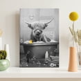 thumbnail image 2 of XUFX Black and White Highland Cow Bathroom Decor Wall Art Funny Cow Sitting in Bathtub Pictures Rustic Farmhouse Cow Canvas Painting Wall Décor for Bathroom Artwork Framed 20x24inch, 2 of 5
