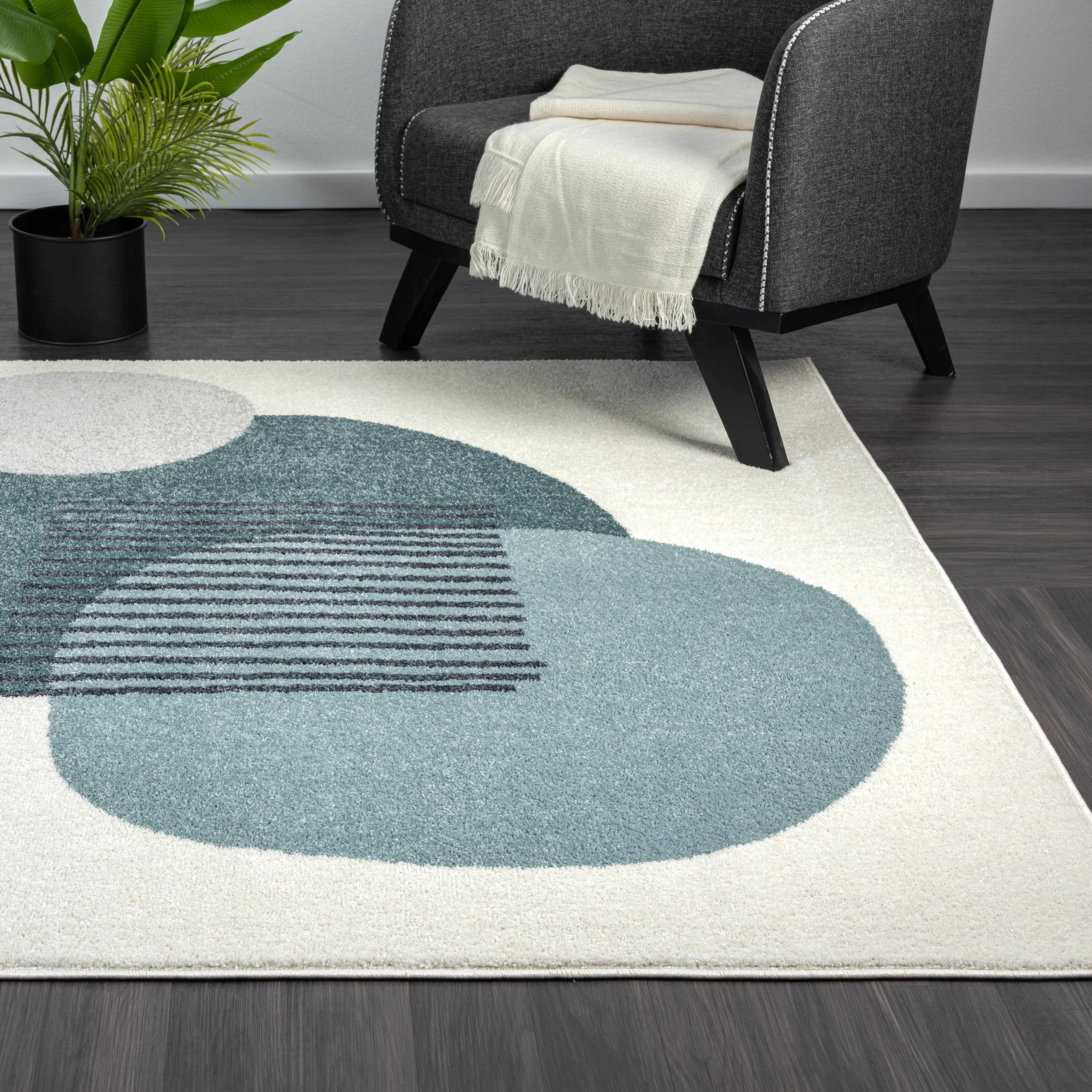 Abani Deco Collection Area Rug Mid Century Modern Bedroom Living Room Decor Floor Rug 6 x 9 Cream Green
