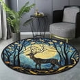 thumbnail image 6 of Round Area Rug, Deer2 Nature Pattern Non-Slip Floor Mat, Soft Washable Carpet for Living Room Bedroom Decor 24 Inch, 6 of 6