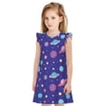 thumbnail image 1 of Fotbe Space Vestido de Dormir para Niñas de 3 a 10 Años, Mangas Cortas, Estilo Princesa, Pijama Camisón con Mangas Voladas-Small, 1 of 6