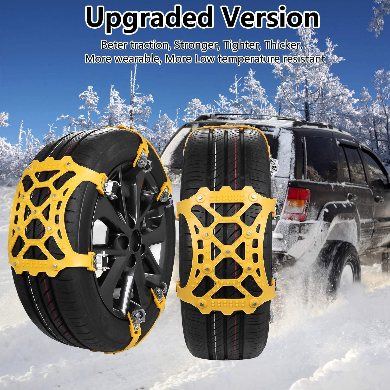 Upgraded Tire Chains, Car Snow Chains Emergency Anti-Skid Chains for Car,  Truck of Tire Width 215mm-285mm, X (6-Pack) Q1600077-X@1 - The Home Depot