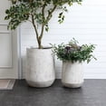 thumbnail image 2 of LuxenHome Speckled Gray and Off-White Textured Round Tapered 22-Inch Tall MgO Planter, Indoor and Outdoor, 2 of 7