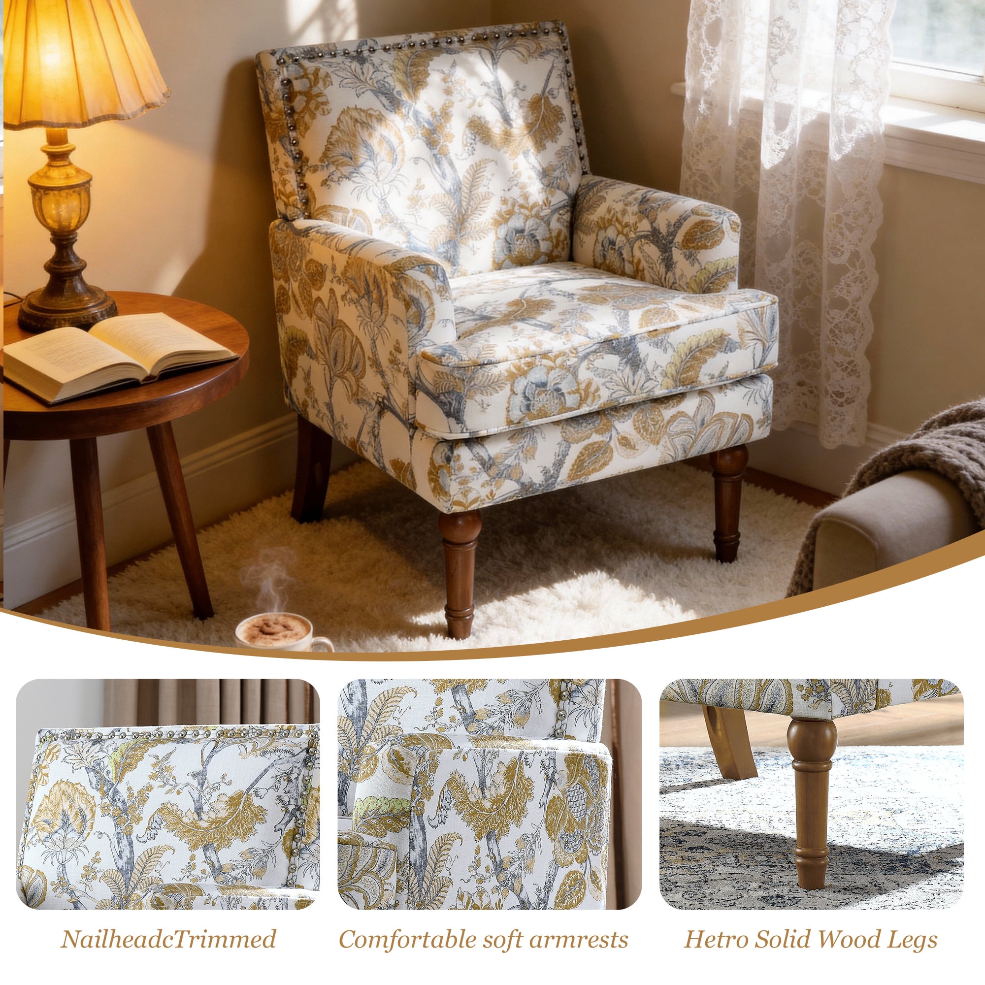 MOONMISS Accent Chair for Living Room,Yellow