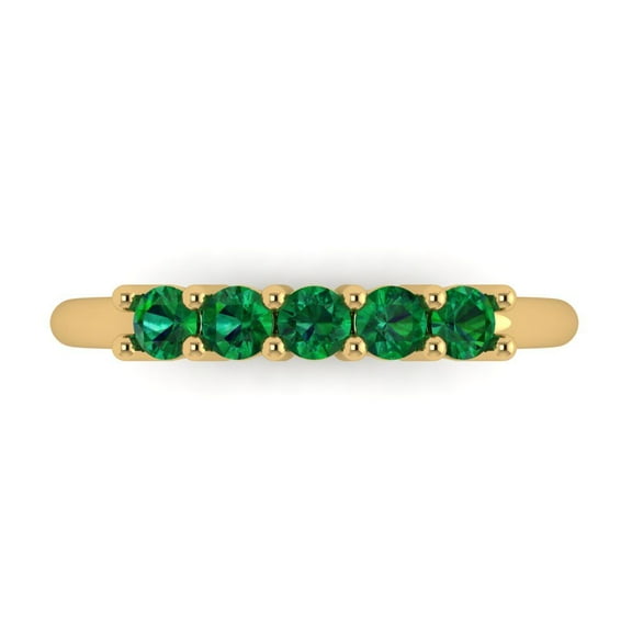 0.35 ctw Wedding Band for Women - 18K Yellow Gold Simulated Emerald Stackable Eternity Ring