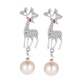 thumbnail image 3 of Pendientes de alce navideño, joyas, pendientes colgantes con encanto, pendientes con , gota Plata, 3 of 8