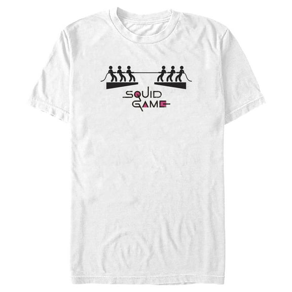 Men's Squid Game Stick Figure Tug of War Graphic Tee White Large