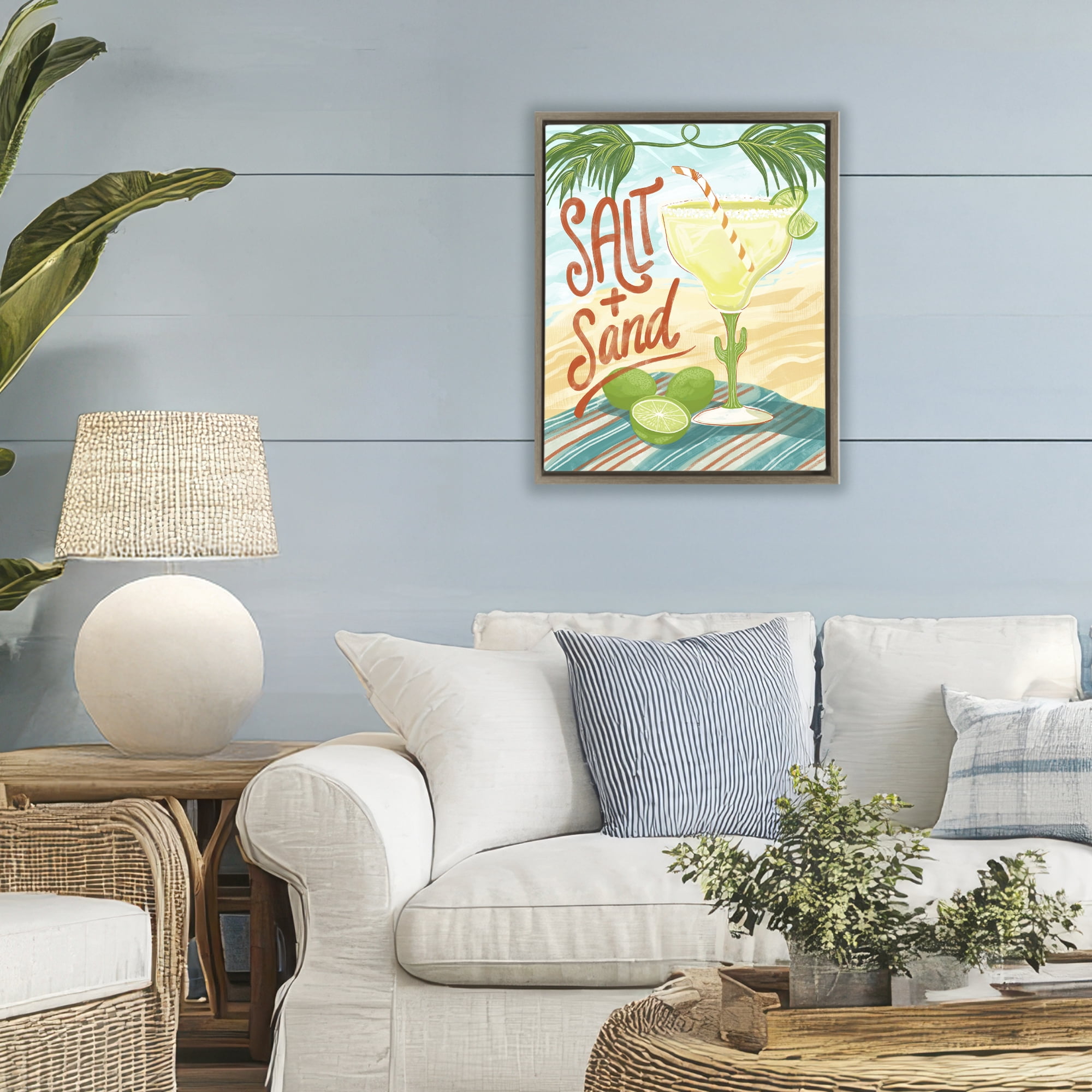 Stupell Industries Salt & Sand Margarita Brown Framed Floater Canvas Wall Art, design by Connie Summers