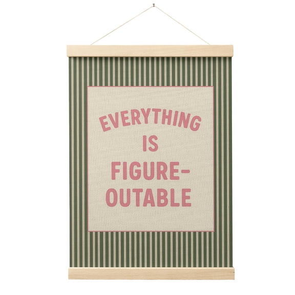 Everything Is Figureoutable Positive Affirmations Wall Art Poster Hanger Frame, Retro Pink and Green Inspirational Canvas Prints Framed Wall Decor for Office Classroom Home Bedroom, 12x16 Inch