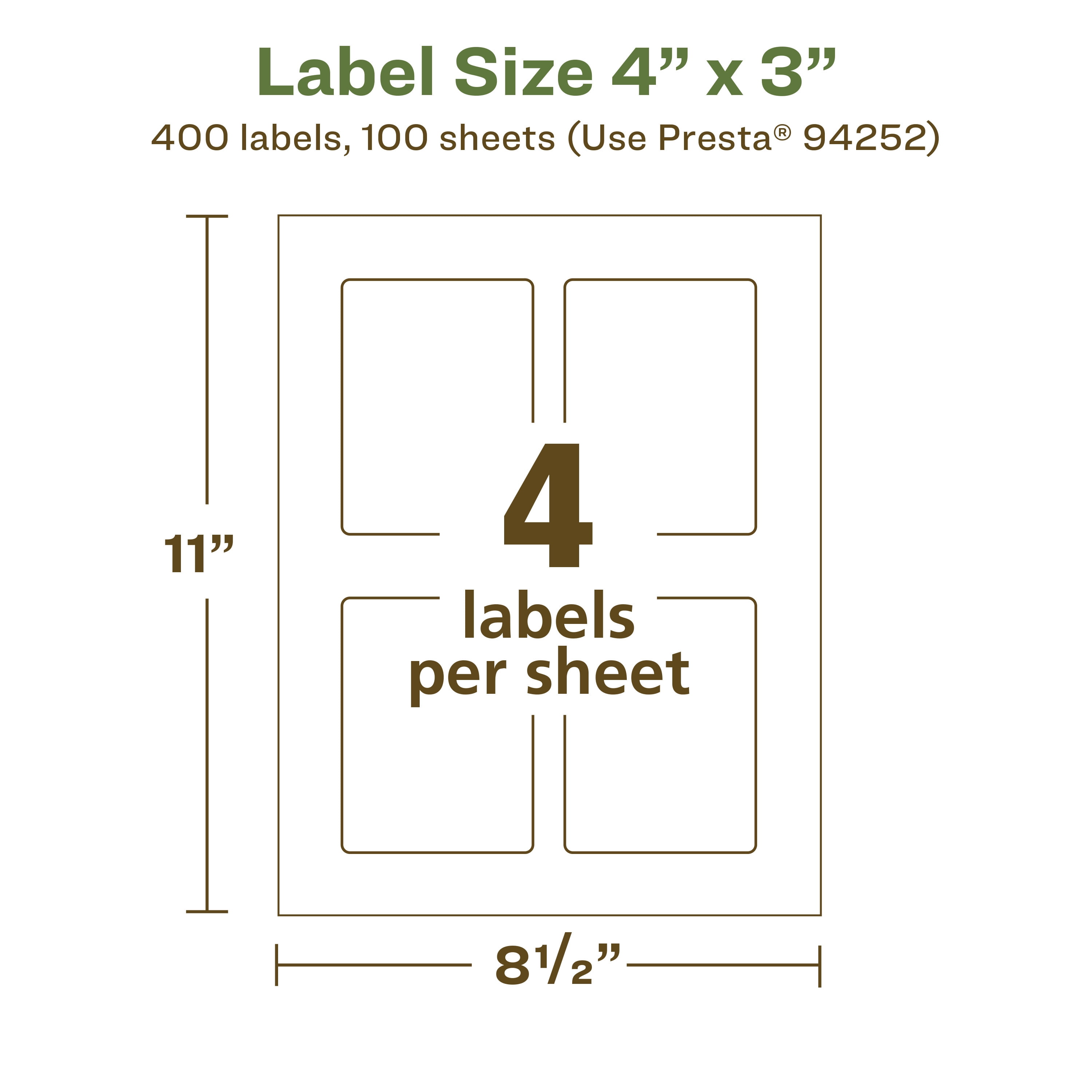 Avery EcoFriendly Rectangle Labels, 4" x 3", 400ct