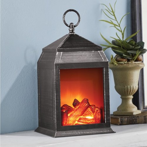 Decorative Tabletop Fireplace LED LanternSilver