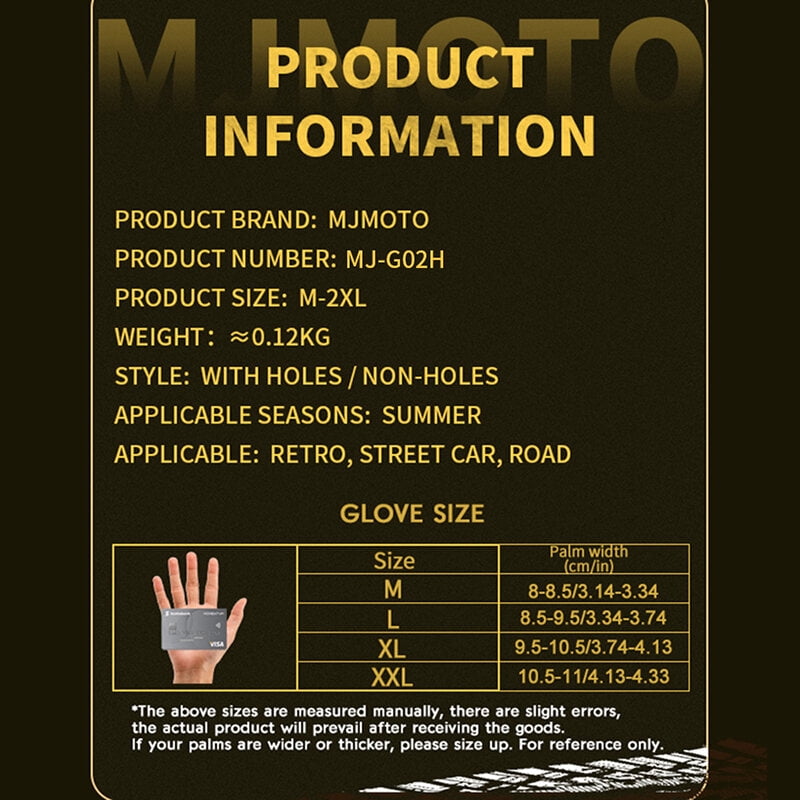 MJMOTO Vintage Leather Motorcycle Gloves Half Finger Touchscreen Off Road Riding Gloves with Hard Shell Protection Breathable Motorcyclist Gloves