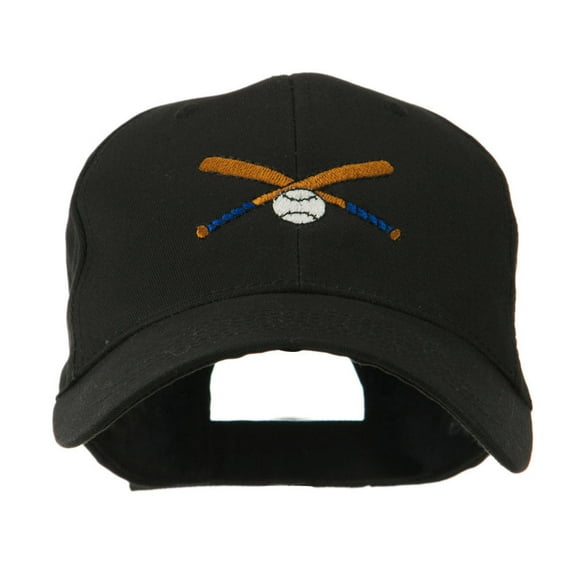 Small Crossed Bats and Ball Embroidered Cap - Black OSFM