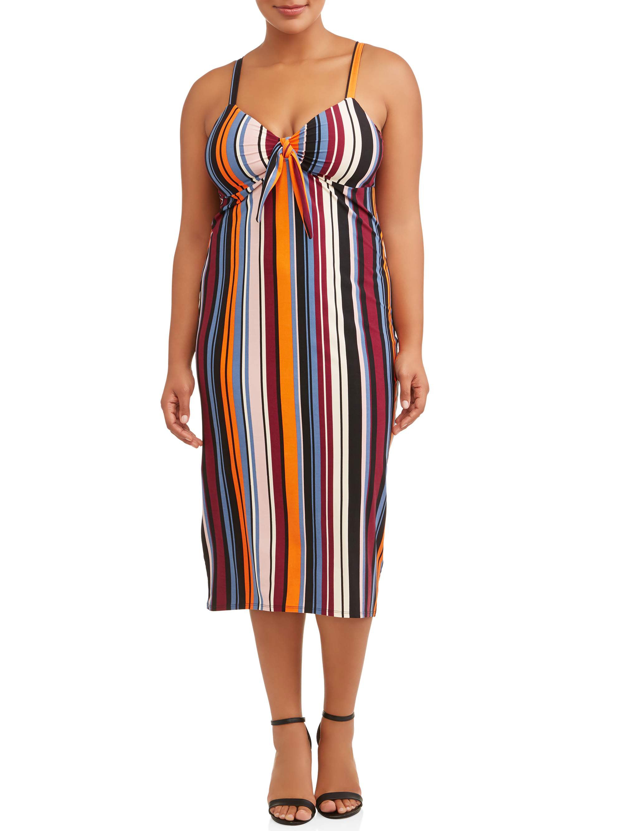 Eye Candy - Juniors' Plus Size Striped Dress with Built In Bra ...