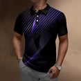 thumbnail image 2 of Vedolay Mens Summer Striped Printing Short Sleeve Fashion Casual Button Shirts,Purple 3XL, 2 of 3
