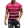 thumbnail image 2 of Qertyioot T-Shirt à Manches Courtes pour Hommes, Col Rond, Imprimé Rayé, Chandail de Sport Décontracté, 2 of 5
