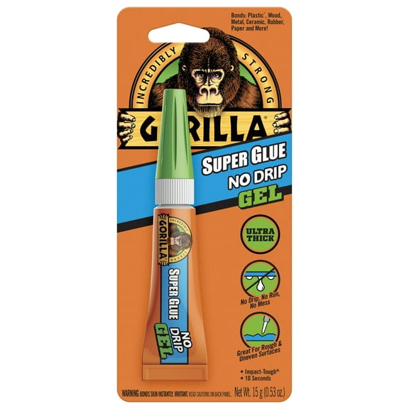 Gorilla Super Glue No Drip Gel, 15g, Clear